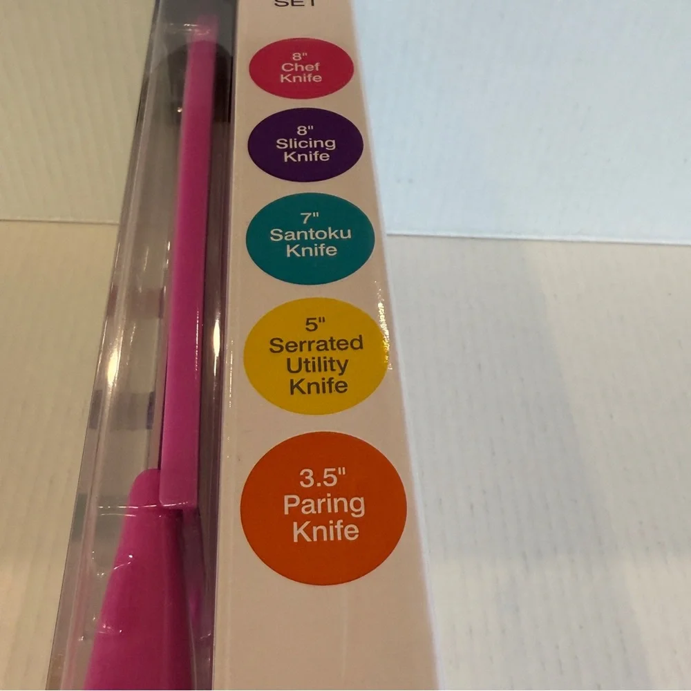 🆕 Cuisinart 10-Piece Colorful Typography Knife Set – Nonstick Blades – 🆕